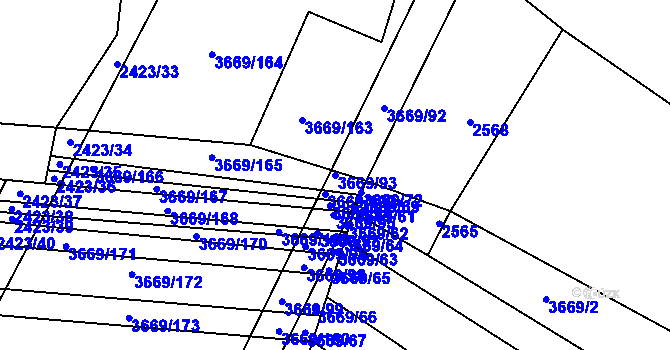 Parcela st. 3669/93 v KÚ Habry, Katastrální mapa