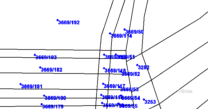 Parcela st. 3669/115 v KÚ Habry, Katastrální mapa