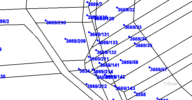 Parcela st. 3669/132 v KÚ Habry, Katastrální mapa