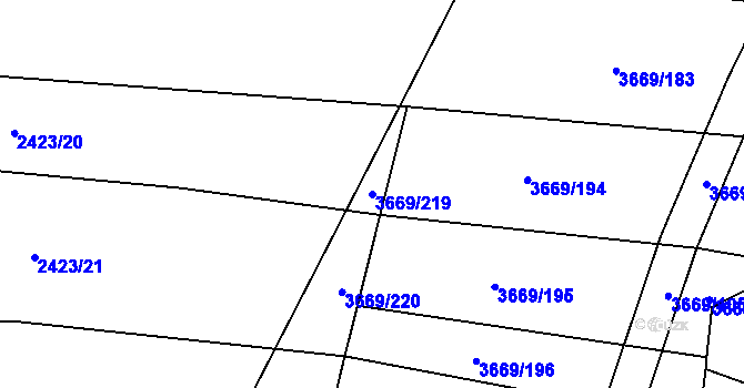 Parcela st. 3669/219 v KÚ Habry, Katastrální mapa