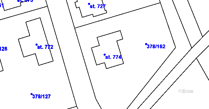 Parcela st. 774 v KÚ Habry, Katastrální mapa