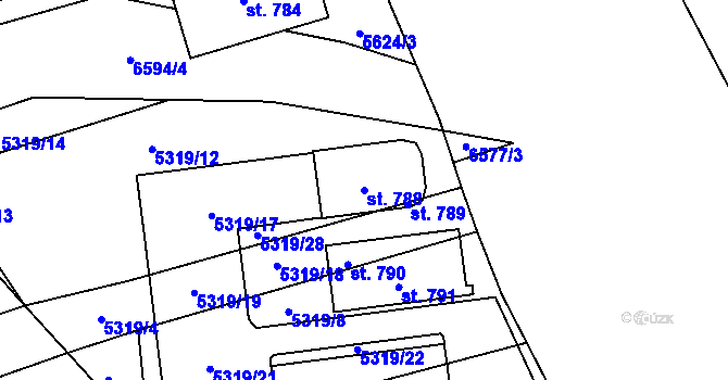 Parcela st. 788 v KÚ Habry, Katastrální mapa