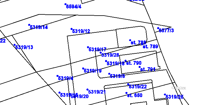 Parcela st. 5319/28 v KÚ Habry, Katastrální mapa