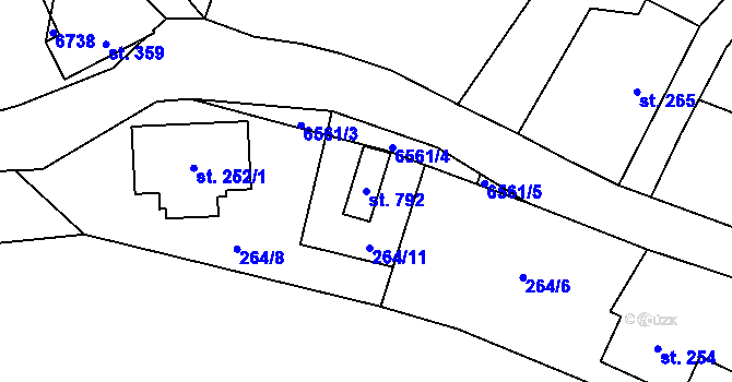 Parcela st. 792 v KÚ Habry, Katastrální mapa