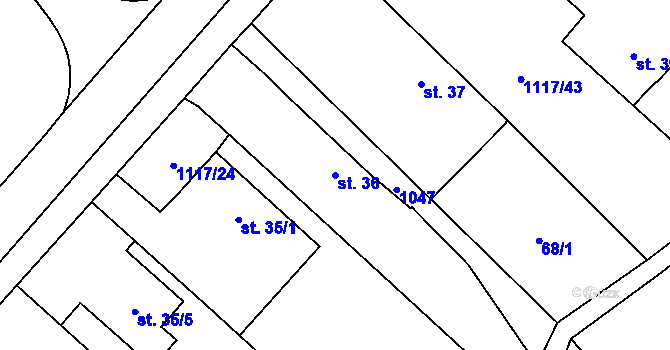 Parcela st. 36 v KÚ Habřina, Katastrální mapa