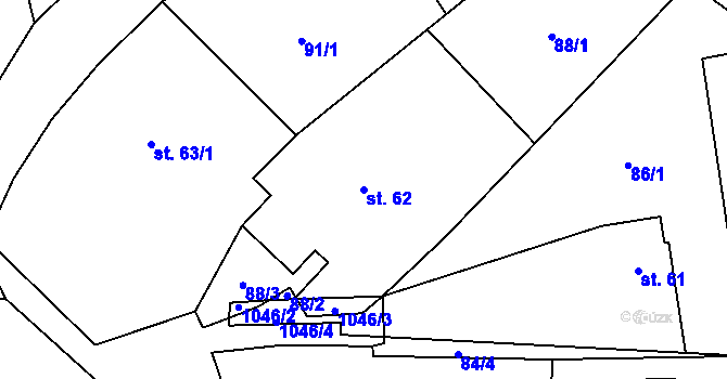 Parcela st. 62 v KÚ Habřina, Katastrální mapa