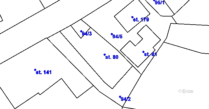 Parcela st. 80 v KÚ Habřina, Katastrální mapa