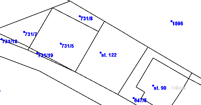 Parcela st. 122 v KÚ Habřina, Katastrální mapa