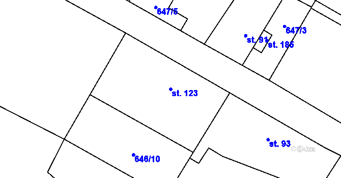 Parcela st. 123 v KÚ Habřina, Katastrální mapa