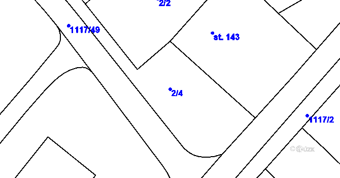 Parcela st. 2/4 v KÚ Habřina, Katastrální mapa