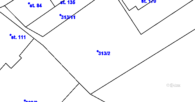 Parcela st. 313/2 v KÚ Habřina, Katastrální mapa