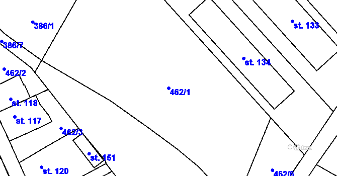 Parcela st. 462/1 v KÚ Habřina, Katastrální mapa