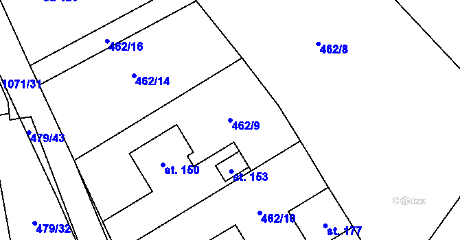 Parcela st. 462/9 v KÚ Habřina, Katastrální mapa