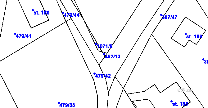 Parcela st. 462/13 v KÚ Habřina, Katastrální mapa