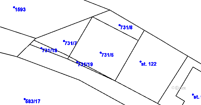 Parcela st. 731/5 v KÚ Habřina, Katastrální mapa