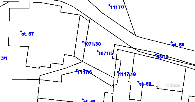Parcela st. 1071/5 v KÚ Habřina, Katastrální mapa