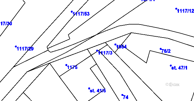 Parcela st. 1117/3 v KÚ Habřina, Katastrální mapa