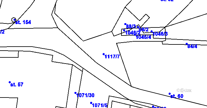 Parcela st. 1117/7 v KÚ Habřina, Katastrální mapa
