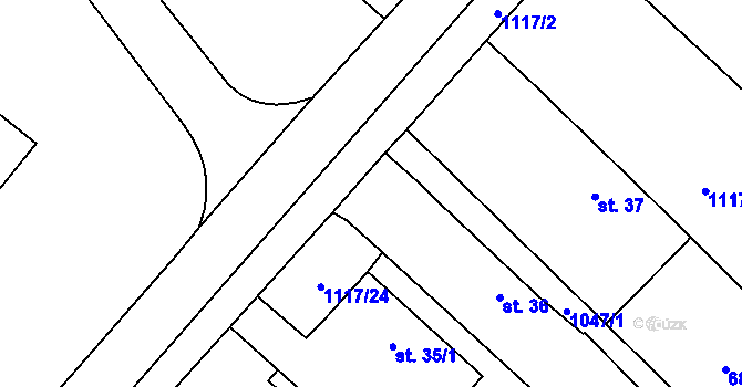 Parcela st. 1117/23 v KÚ Habřina, Katastrální mapa