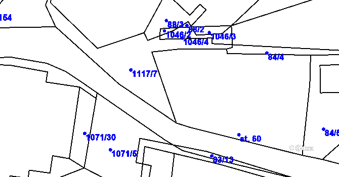 Parcela st. 1117/42 v KÚ Habřina, Katastrální mapa