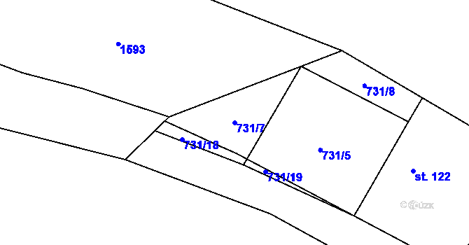 Parcela st. 731/7 v KÚ Habřina, Katastrální mapa