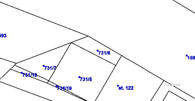 Parcela st. 731/8 v KÚ Habřina, Katastrální mapa