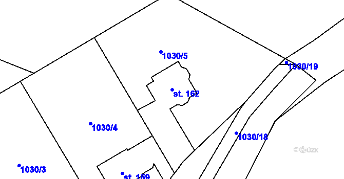 Parcela st. 162 v KÚ Habřina, Katastrální mapa