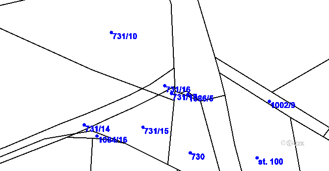 Parcela st. 731/16 v KÚ Habřina, Katastrální mapa
