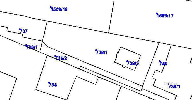 Parcela st. 738/1 v KÚ Chabičov ve Slezsku, Katastrální mapa