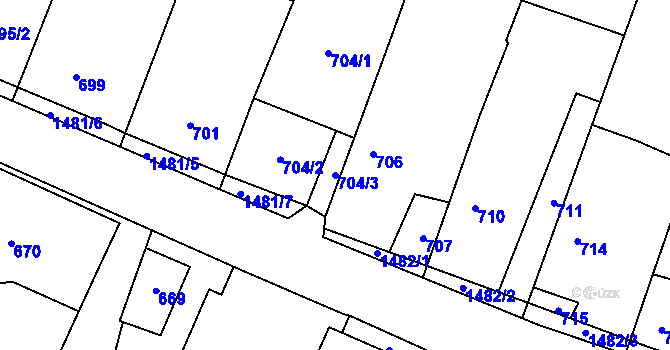 Parcela st. 704/3 v KÚ Chabičov ve Slezsku, Katastrální mapa