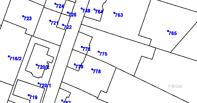 Parcela st. 775 v KÚ Chabičov ve Slezsku, Katastrální mapa