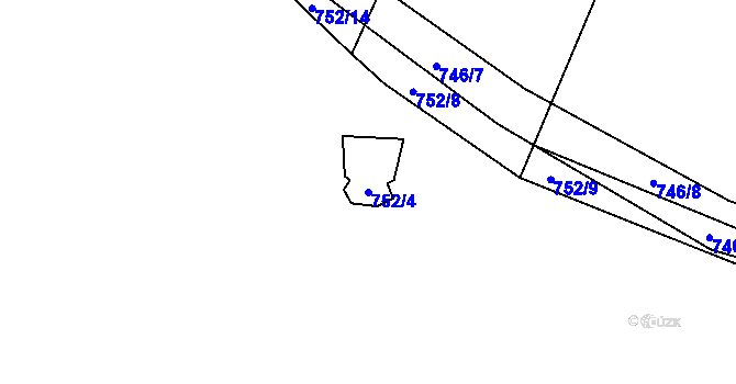 Parcela st. 752/4 v KÚ Smolkov, Katastrální mapa
