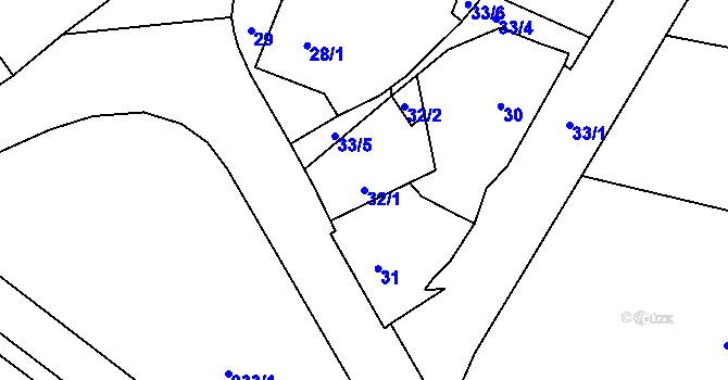 Parcela st. 32/1 v KÚ Smolkov, Katastrální mapa