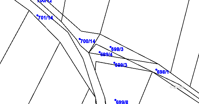 Parcela st. 699/4 v KÚ Smolkov, Katastrální mapa