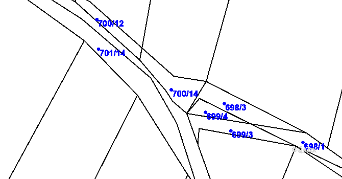 Parcela st. 700/14 v KÚ Smolkov, Katastrální mapa