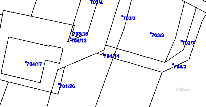 Parcela st. 704/14 v KÚ Smolkov, Katastrální mapa