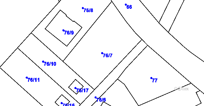 Parcela st. 76/7 v KÚ Smolkov, Katastrální mapa