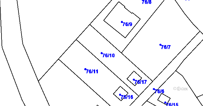 Parcela st. 76/10 v KÚ Smolkov, Katastrální mapa