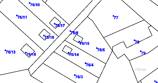 Parcela st. 76/15 v KÚ Smolkov, Katastrální mapa