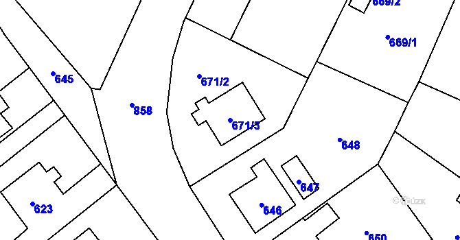 Parcela st. 671/3 v KÚ Smolkov, Katastrální mapa