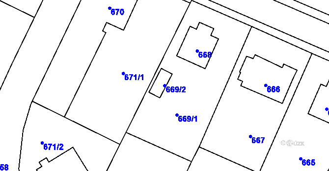 Parcela st. 669/2 v KÚ Smolkov, Katastrální mapa