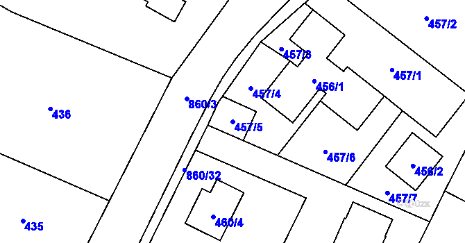 Parcela st. 457/5 v KÚ Smolkov, Katastrální mapa