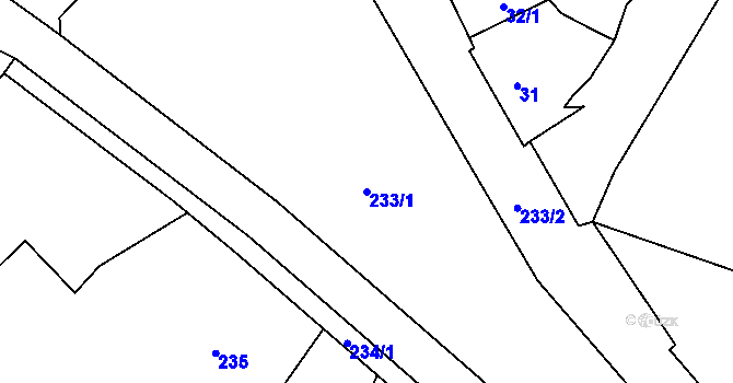 Parcela st. 233/1 v KÚ Smolkov, Katastrální mapa