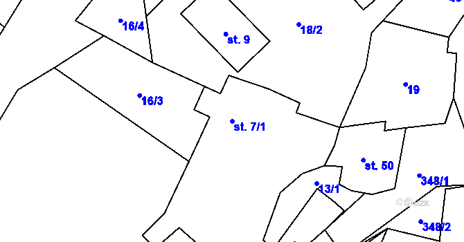 Parcela st. 7/1 v KÚ Domaslavice, Katastrální mapa