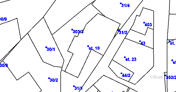 Parcela st. 19 v KÚ Domaslavice, Katastrální mapa