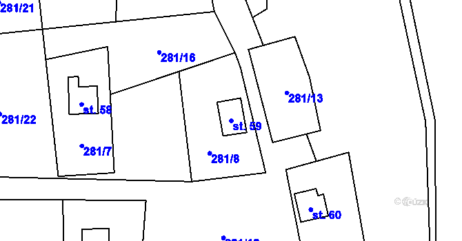 Parcela st. 59 v KÚ Domaslavice, Katastrální mapa