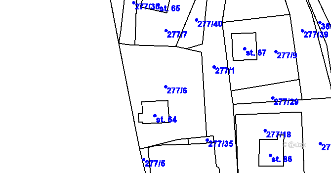 Parcela st. 277/6 v KÚ Domaslavice, Katastrální mapa