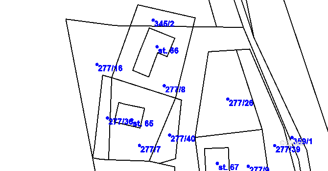 Parcela st. 277/8 v KÚ Domaslavice, Katastrální mapa