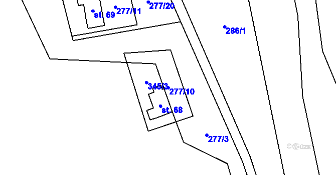 Parcela st. 277/10 v KÚ Domaslavice, Katastrální mapa