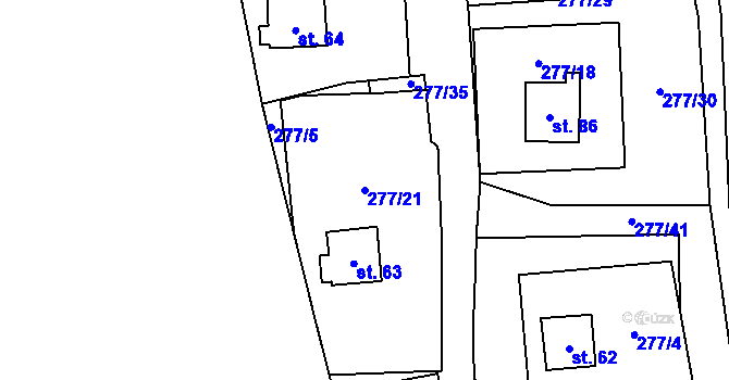 Parcela st. 277/21 v KÚ Domaslavice, Katastrální mapa